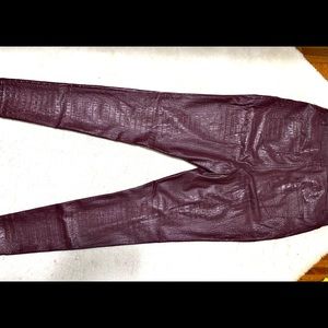 Wine faux croc slim leg pants…